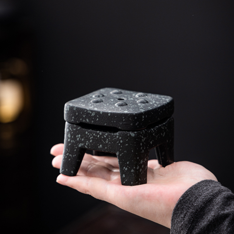 Zen Candle Supplies - เตาเผาเครื่องหอมเซรามิกทรงสี่เหลี่ยมสไตล์เรโทร/บลูสโตน สำหรับตกแต่งภายในบ้าน กลิ่นไม้จันทน์ ของตกแต่งสไตล์เซน อุปกรณ์ทางศาสนา เครื่องหอมสร้างสรรค์