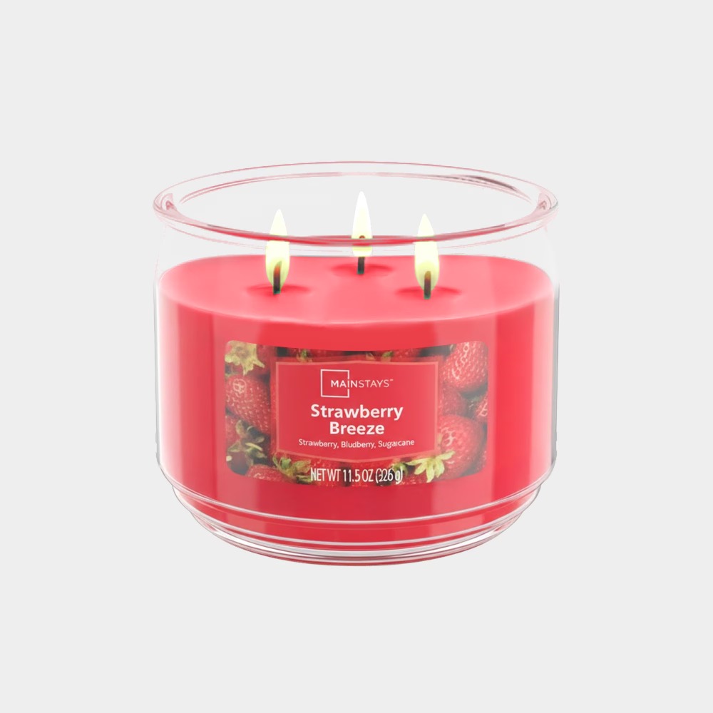 Candle Supplies Glass Jars - เทียนหอมกลิ่นสตรอว์เบอร์รีในขวดแก้ว 3 ไส้ กลิ่นหอมสำหรับบ้าน ของขวัญอโรมาเธอราพี 11.5