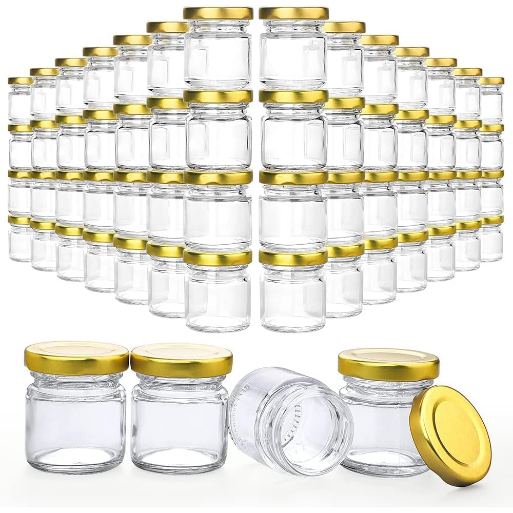 Candle Supplies Glass Jars - ขวดแก้วขนาดเล็กพร้อมฝาปิด, ขวดน้ําผึ้งขนาดเล็ก 1.5 ออนซ์, ขวดเทียนสําหรับทําเทียนสําหรับของขวัญ, งานฝีมือ,