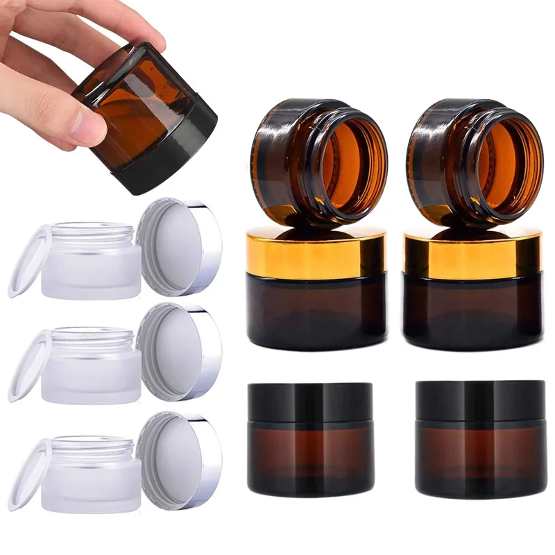 Candle Supplies Glass Jars - ขวดแก้วสีเหลืองอำพันขนาด 5 กรัม-100 กรัม จำนวน 5