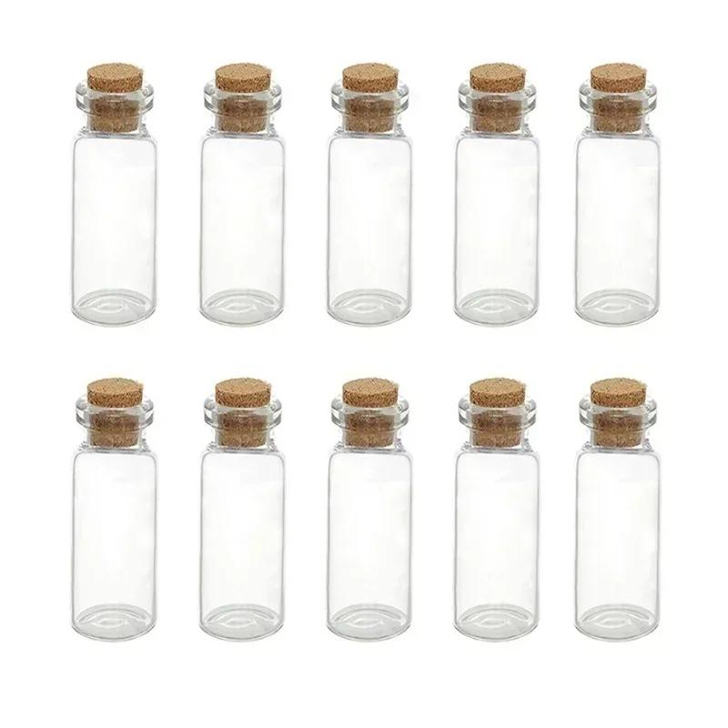 Candle Supplies Glass Jars - ขวดแก้วคริสตัลใสขนาดเล็ก ดีไซน์สร้างสรรค์ 5/10 ชิ้น พร้อมจุกไม้ก๊อกน่ารัก เหมาะสำหรับใส่เทียนหอม