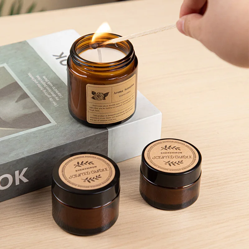 เทียนหอมแก้วสีน้ำตาล ไร้ควัน ก - Candle Supplies Glass Jars บทวิจารณ์และราคา